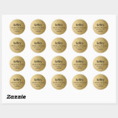 Sticker Rond Sceau de l'adresse d'impression, Faux Gold Foil (Feuille)