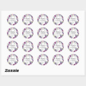 Sticker Rond Sceau de l'enveloppe de Baptême rose violet (Feuille)