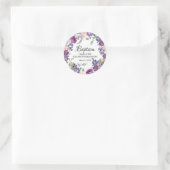 Sticker Rond Sceau de l'enveloppe de Baptême rose violet (Sac)
