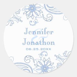Sticker Rond Sceau de l'enveloppe de Doodle Fleurs et Foliage d