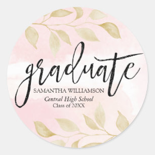 Sticker Rond Sceau de l'enveloppe de graduation botanique en or