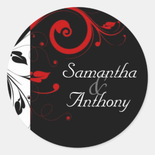 Sticker Rond Sceau de l'enveloppe de jumelage noir, blanc, roug