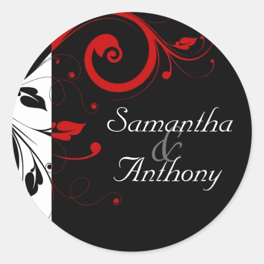 Sticker Rond Sceau de l'enveloppe de jumelage noir, blanc, roug (Devant)