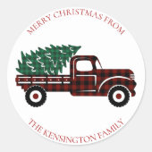 Sticker Rond Sceau de l'enveloppe de l'Arbre vert de Noël du Ca (Devant)