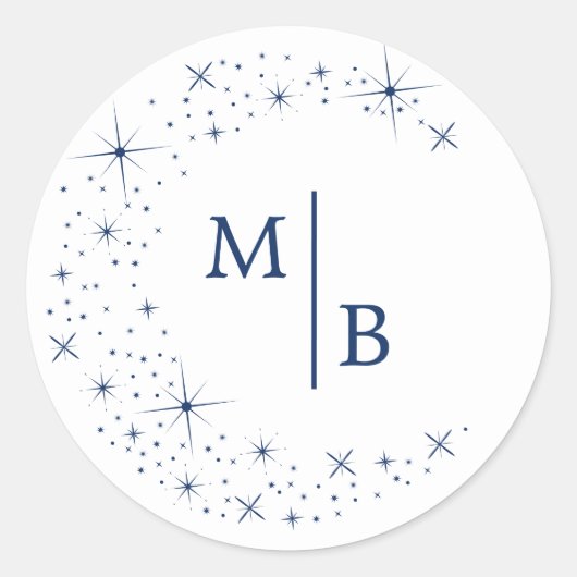 Sticker Rond Sceau de l'enveloppe de mariage blanc élégant céle (Devant)