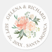 Sticker Rond Sceau de l'enveloppe de mariage flush (Devant)