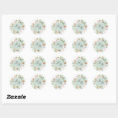 Sticker Rond Sceau de l'enveloppe de monogramme vert floral (Feuille)