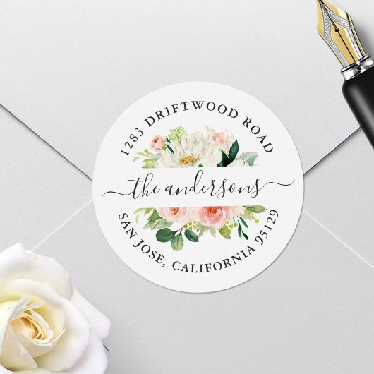 Sticker Rond Sceau de l'enveloppe de retour rose pâle