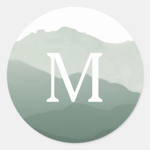 Sticker Rond Sceau de l'enveloppe du monogramme de montagne