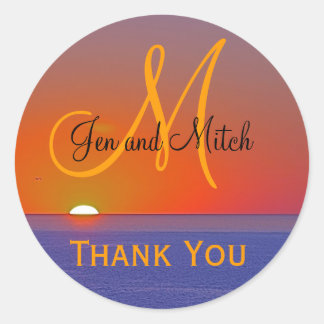 Sticker Rond Sceau de l'enveloppe du paradis tropical Mariage M