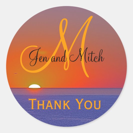 Sticker Rond Sceau de l'enveloppe du paradis tropical Mariage M (Devant)