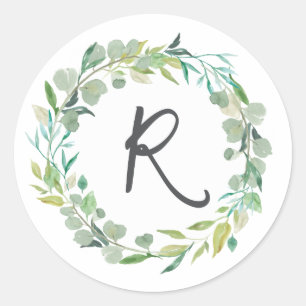 Sticker Rond Sceau de l'enveloppe initiale de la lettre R monog