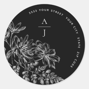 Sticker Rond Sceau de l'enveloppe Mariage noir blanc