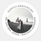 Sticker Rond Sceau De L'Enveloppe Photo De Plage Mariée (Devant)