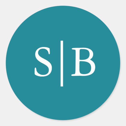Sticker Rond Sceau de l'enveloppe Turquoise de monogramme class (Devant)