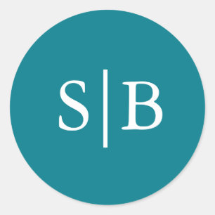 Sticker Rond Sceau de l'enveloppe Turquoise de monogramme class