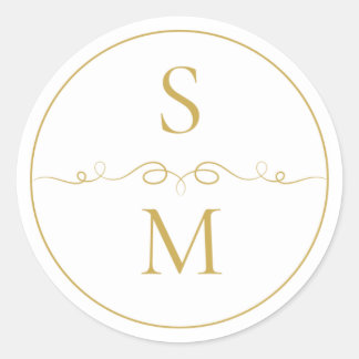 Sticker Rond Sceau de lettre élégant à monogramme minimal pour