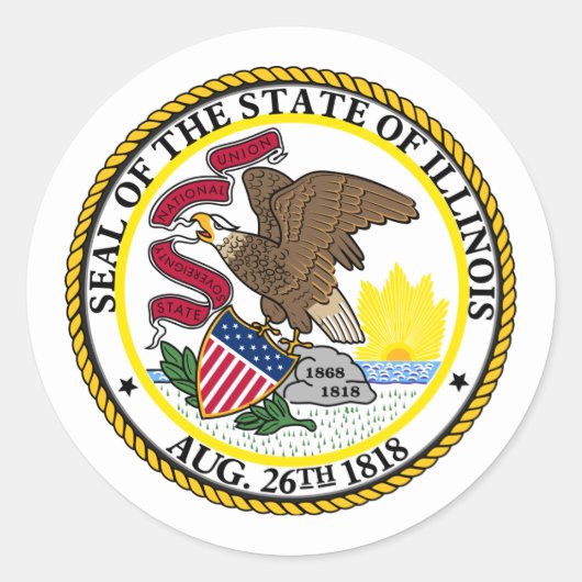 Sticker Rond Sceau de l'Illinoisan, Illinois (Devant)