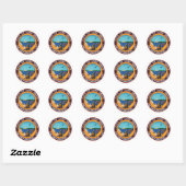 Sticker Rond Sceau de Long Beach, Californie (Feuille)
