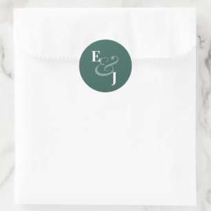 Sticker Rond Sceau de mariage à l'esperluette d'émeraude invers