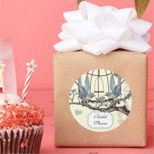 Sticker Rond Sceau de mariage de la Bluebird vintage pour la do