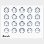 Sticker Rond Sceau de mariage floral de printemps Fleur Bleue e (Feuille)