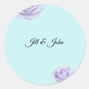 Sticker Rond Sceau de mariage Rose Lavande Ajoutez simplement l