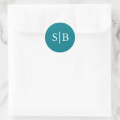 Sticker Rond Sceau de mariage sarcelle Monogramme Classique pou (Sac)