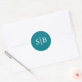 Sticker Rond Sceau de mariage sarcelle Monogramme Classique pou (Enveloppe)
