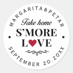 Sticker Rond Sceau de mariage Sweet White S'more Love