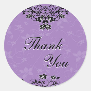 Sticker Rond Sceau de Merci - Lavande Lustre violet Floral