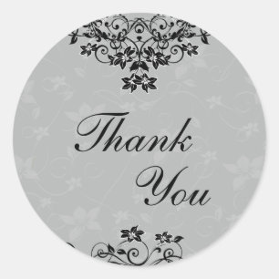 Sticker Rond Sceau de Merci - Lustre gris ardoise Floral