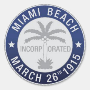 Sticker Rond Sceau de Miami Beach, Floride
