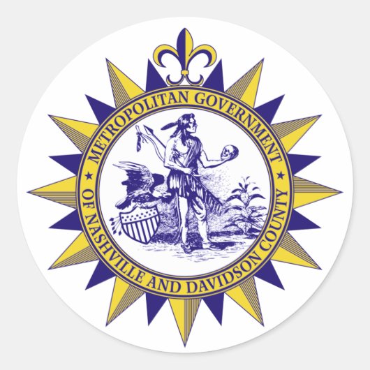 Sticker Rond Sceau de Nashville, Tennessee (Devant)