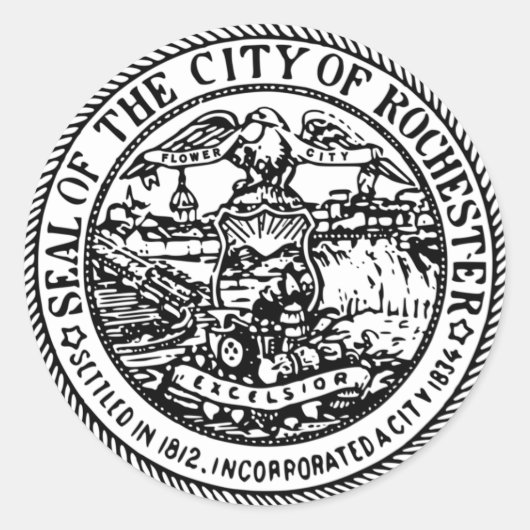 Sticker Rond Sceau de Rochester, New York (Devant)