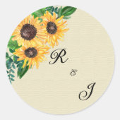 Sticker Rond Sceau de tournesol Mariage rustique (Devant)