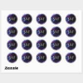 Sticker Rond Sceau d'enveloppe à monogramme de la galaxie viole (Feuille)