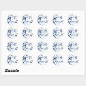 Sticker Rond Sceau d'enveloppe Abstraite bleue et blanche (Feuille)