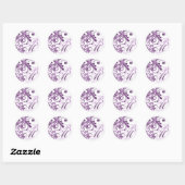 Sticker Rond Sceau d'enveloppe Abstraite violette et blanche (Feuille)