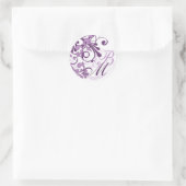 Sticker Rond Sceau d'enveloppe Abstraite violette et blanche (Sac)