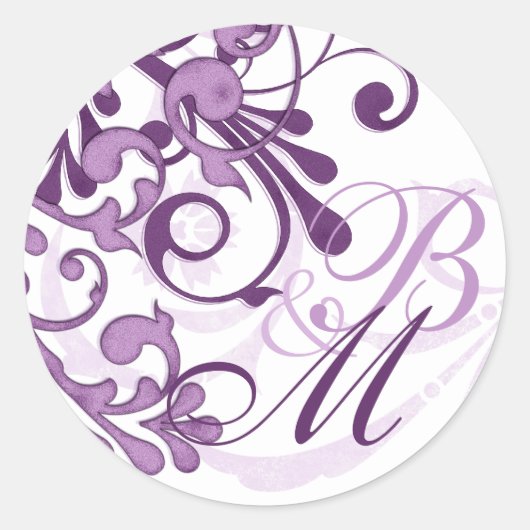 Sticker Rond Sceau d'enveloppe Abstraite violette et blanche (Devant)