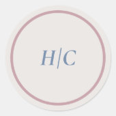 Sticker Rond Sceau d'enveloppe avec initiales de mariés minimal (Devant)