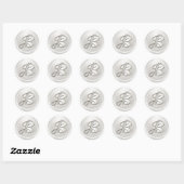 Sticker Rond Sceau d'enveloppe B monogramme argent (Feuille)