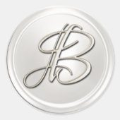 Sticker Rond Sceau d'enveloppe B monogramme argent (Devant)