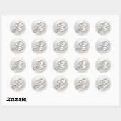 Sticker Rond Sceau d'enveloppe B Monogramme d'argent (Feuille)