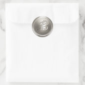 Sticker Rond Sceau d'enveloppe B Monogramme d'argent (Sac)