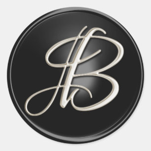 Sticker Rond Sceau d'enveloppe B Monogramme d'argent