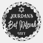 Sticker Rond Sceau d'enveloppe Bat mitzvah noir moderne (Devant)