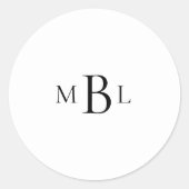 Sticker Rond Sceau d'enveloppe blanche simple de monogramme noi (Devant)