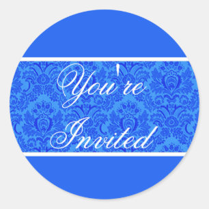 Sticker Rond Sceau d'enveloppe bleu Damas